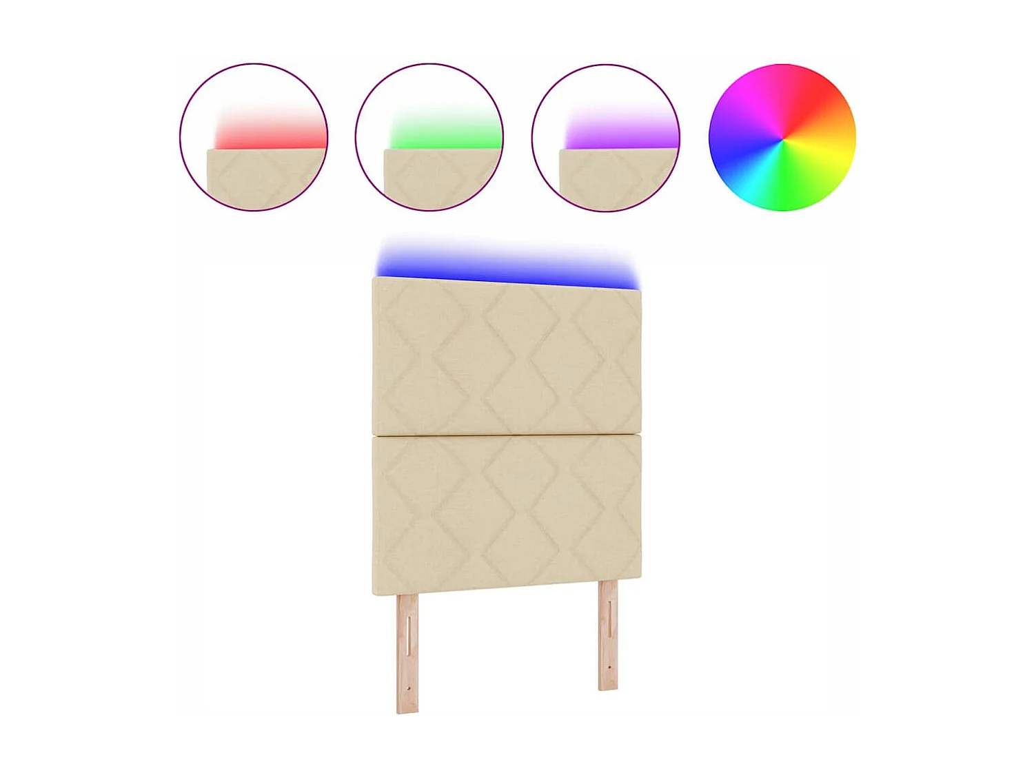 Tête de Lit | Panneau de tête pour lit Moderne avec des lumières à LED Réglable Crème 80 cm tissu