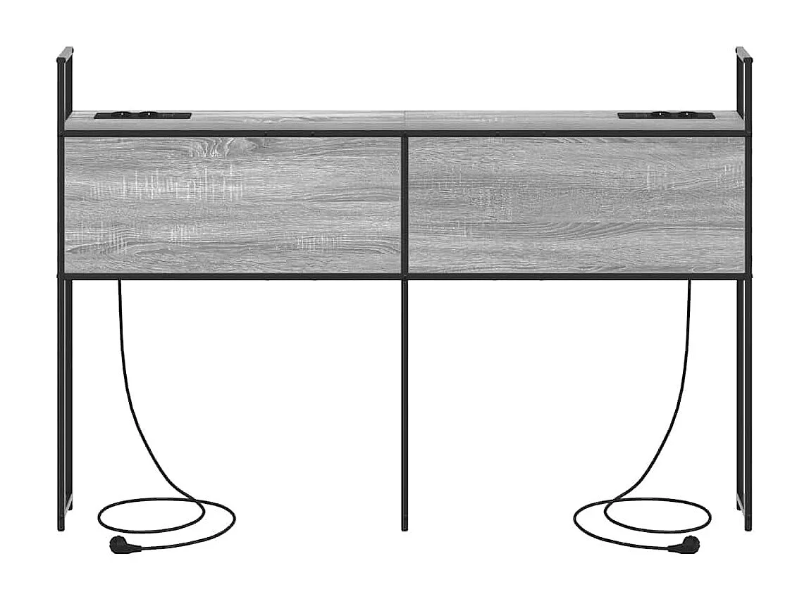 Mueble cabecero | Cabezal de cama | Cabecero de Almacenamiento con Estación de Carga Gris sonoma