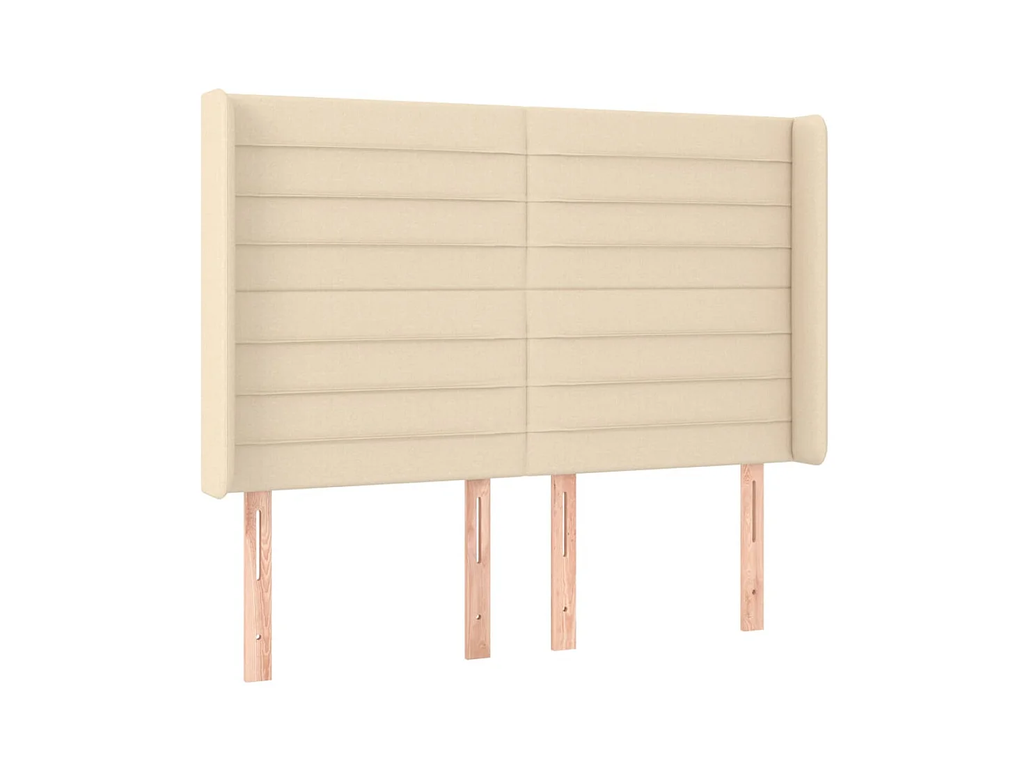 Cabecero | Cabezal de Cama | Mueble cabecero con orejas de tela color crema 147x16x118/128 cm