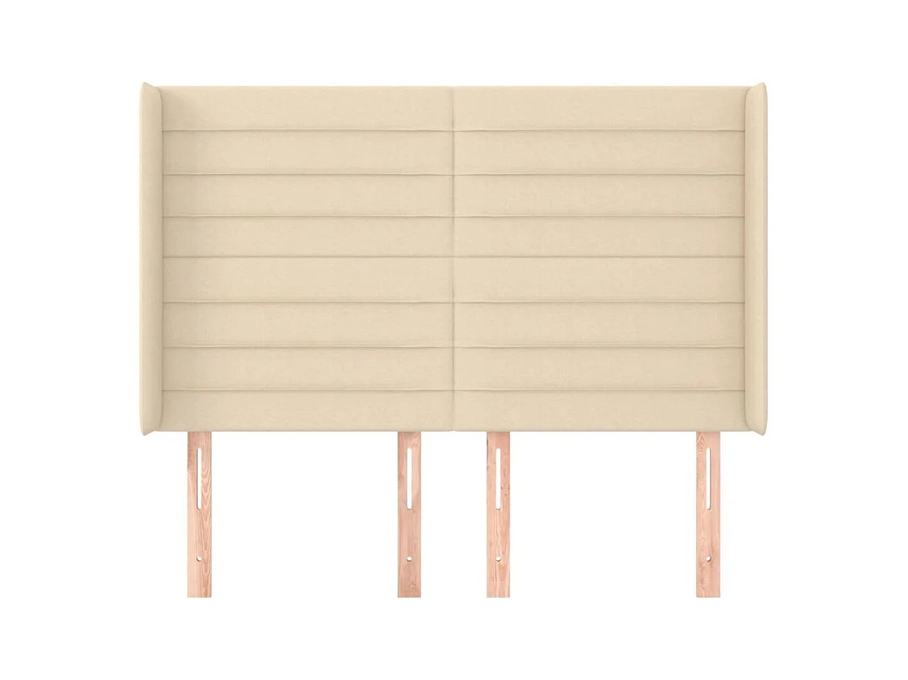 Cabecero | Cabezal de Cama | Mueble cabecero con orejas de tela color crema 147x16x118/128 cm