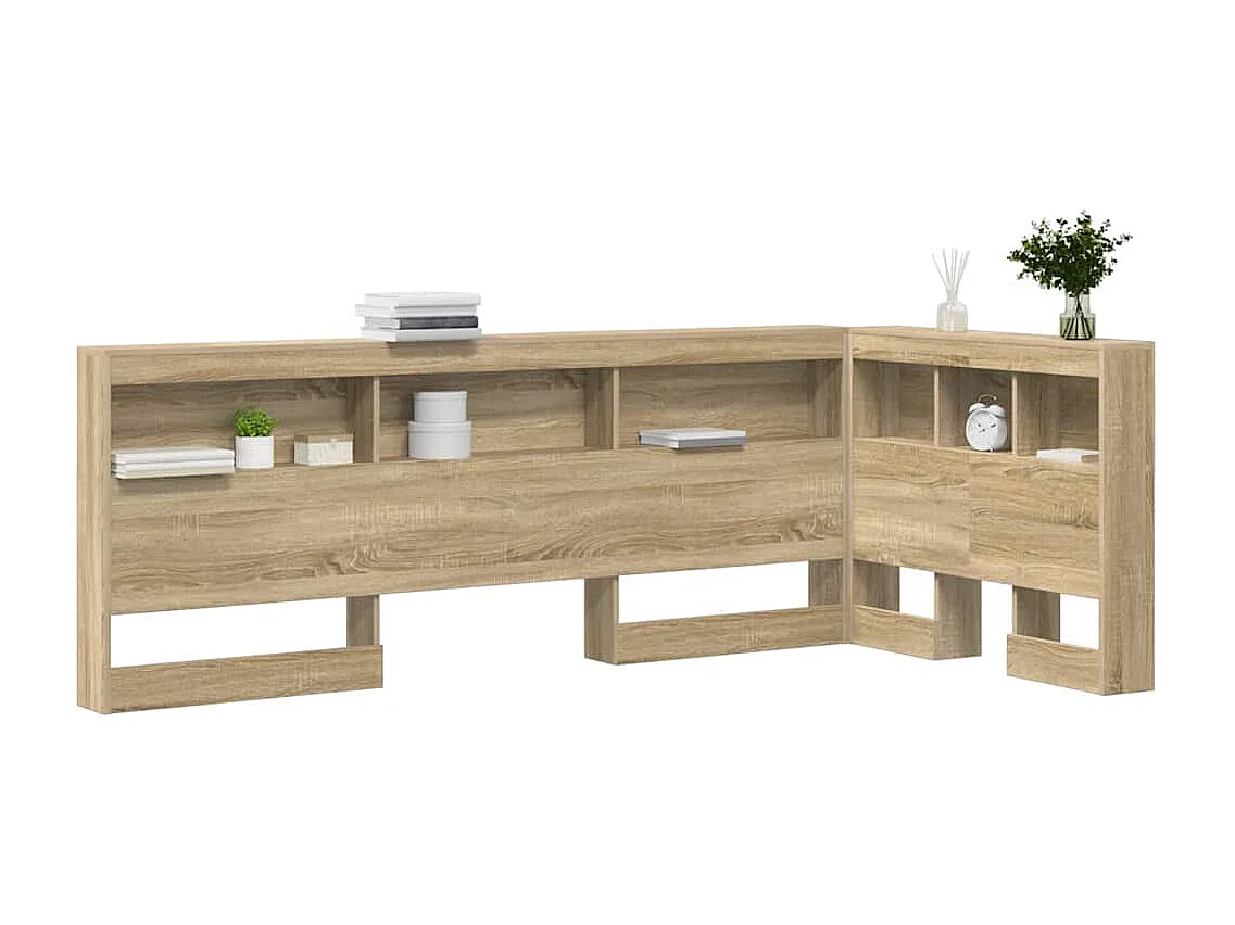 Mueble cabecero con almacenamiento | Cabecera de almacenamiento con estante Roble Sonoma 90 cm