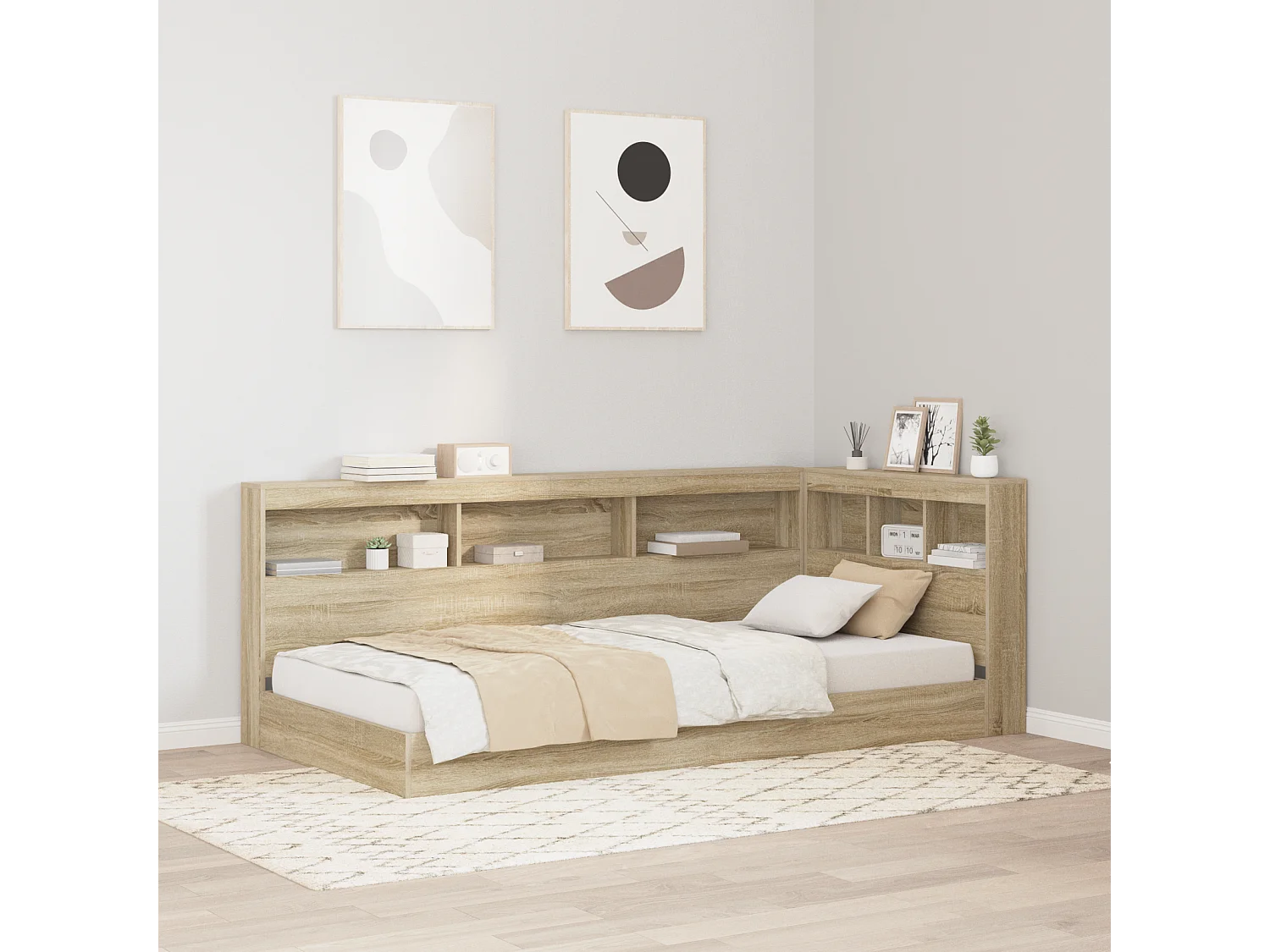 Tête de Lit de rangement | Panneau de tête pour lit Chêne sonoma 90 cm Bois d'ingénierie
