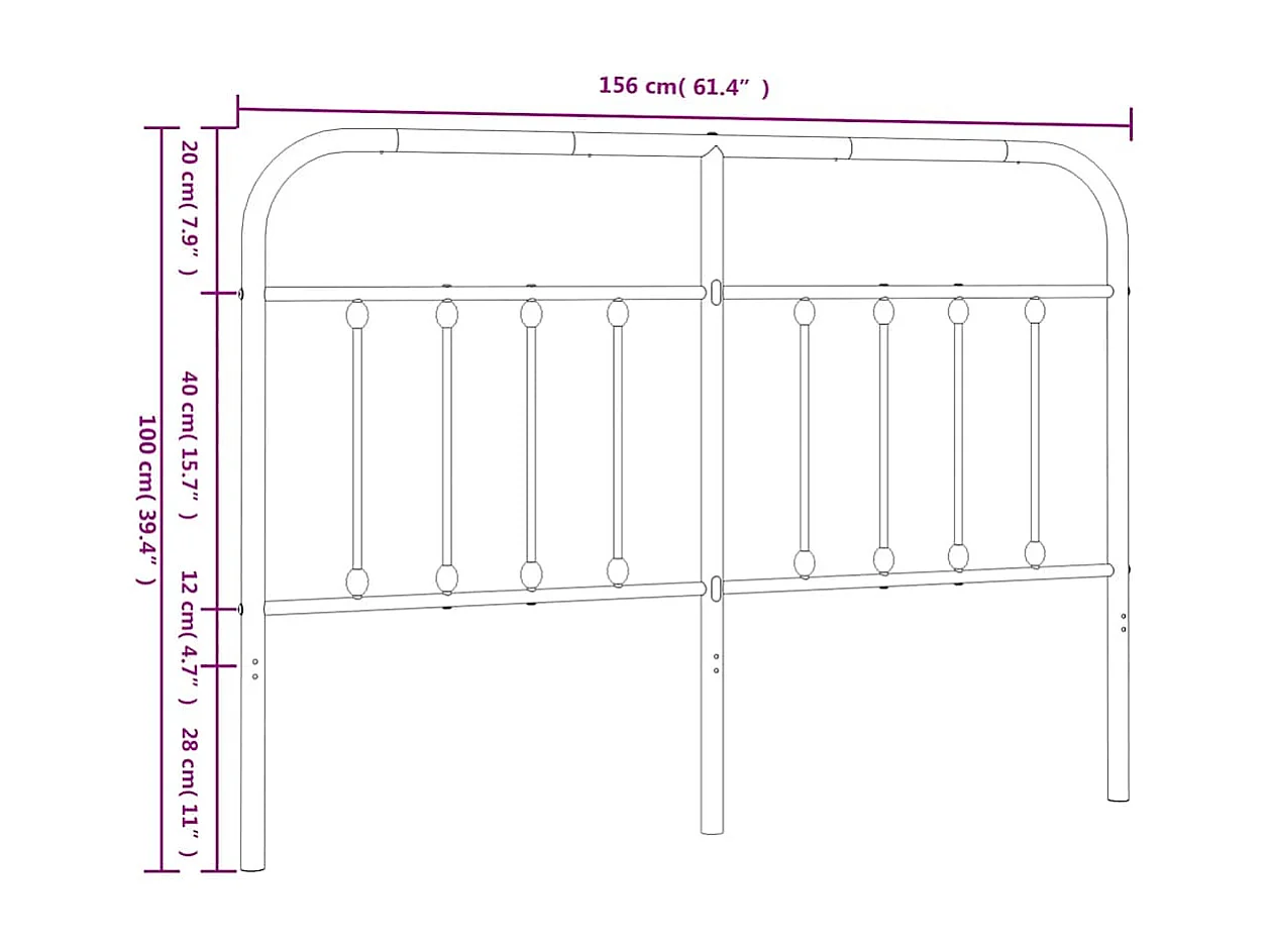 Tête de Lit | Panneau de tête pour lit Moderne métal blanc 150 cm