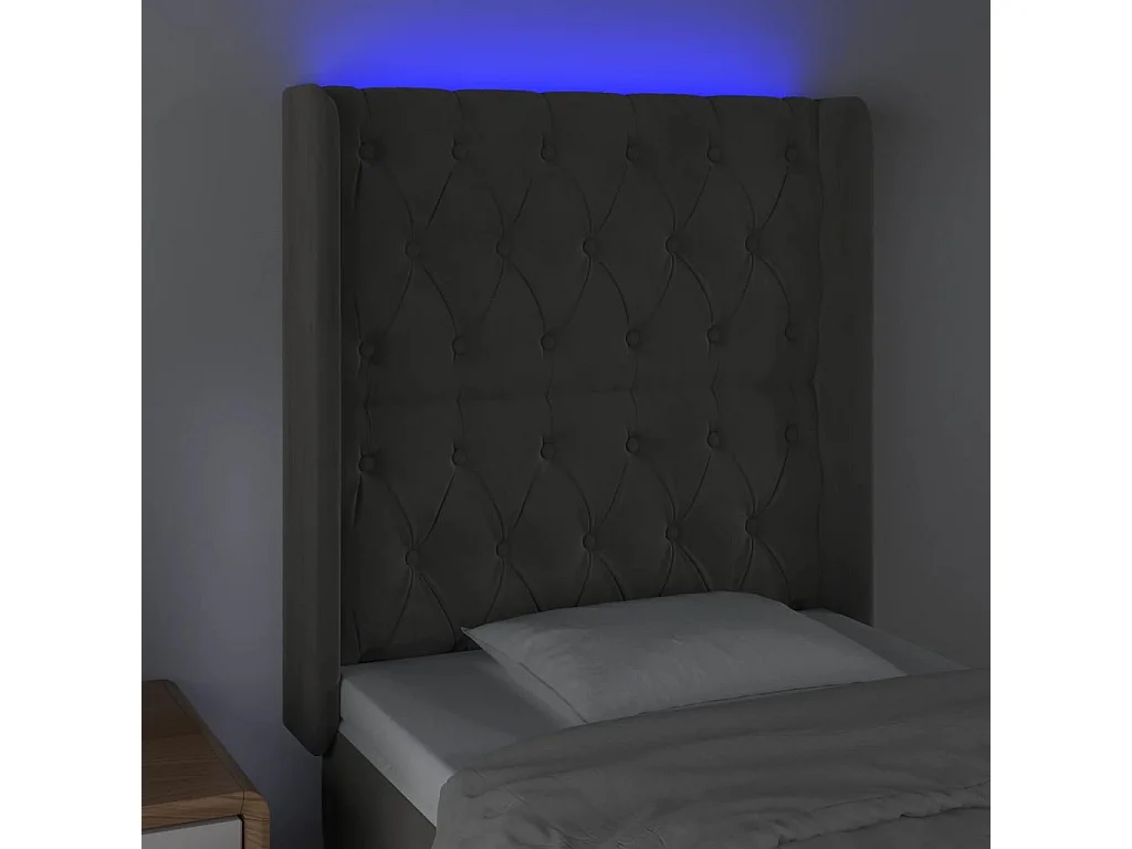 Hoofdbord | Hoofdeinde LED 83x16x118/128 cm fluweel donkergrijs