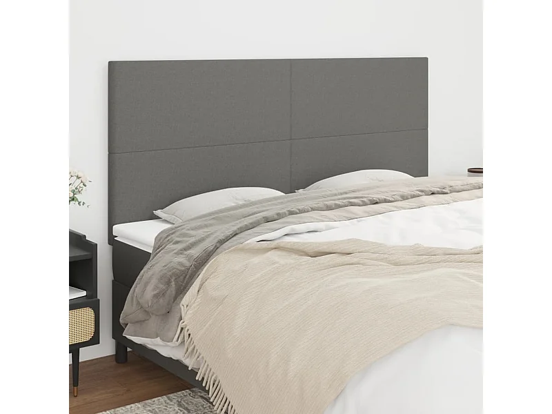 Têtes de lit | Panneaux de tête pour lit Moderne 4 pcs Gris foncé 80x5x78/88 cm Tissu