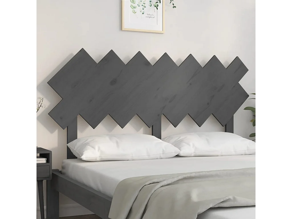 Tête de Lit | Panneau de tête pour lit Moderne Gris 141x3x80,5 cm Bois massif de pin