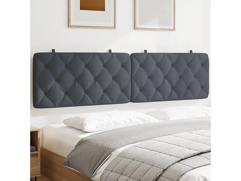 Tête de lit | Coussin de tête de lit | Tête de lit décoratif gris foncé 200 cm velours