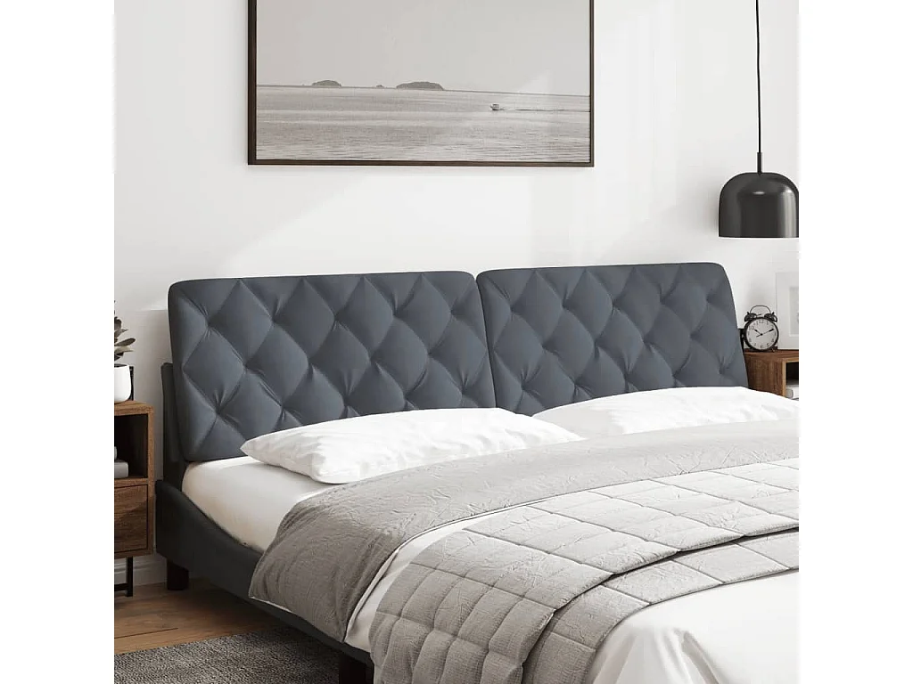 Cabecero de Cama | Cabezal de cama | Mueble de cabecero acolchado terciopelo gris oscuro 200 cm