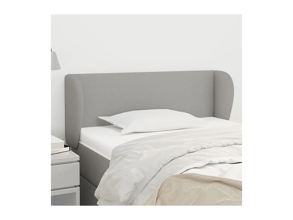 Mueble cabecero | Cabezal de cama | Cabecero de tela gris claro 103x23x78/88 cm