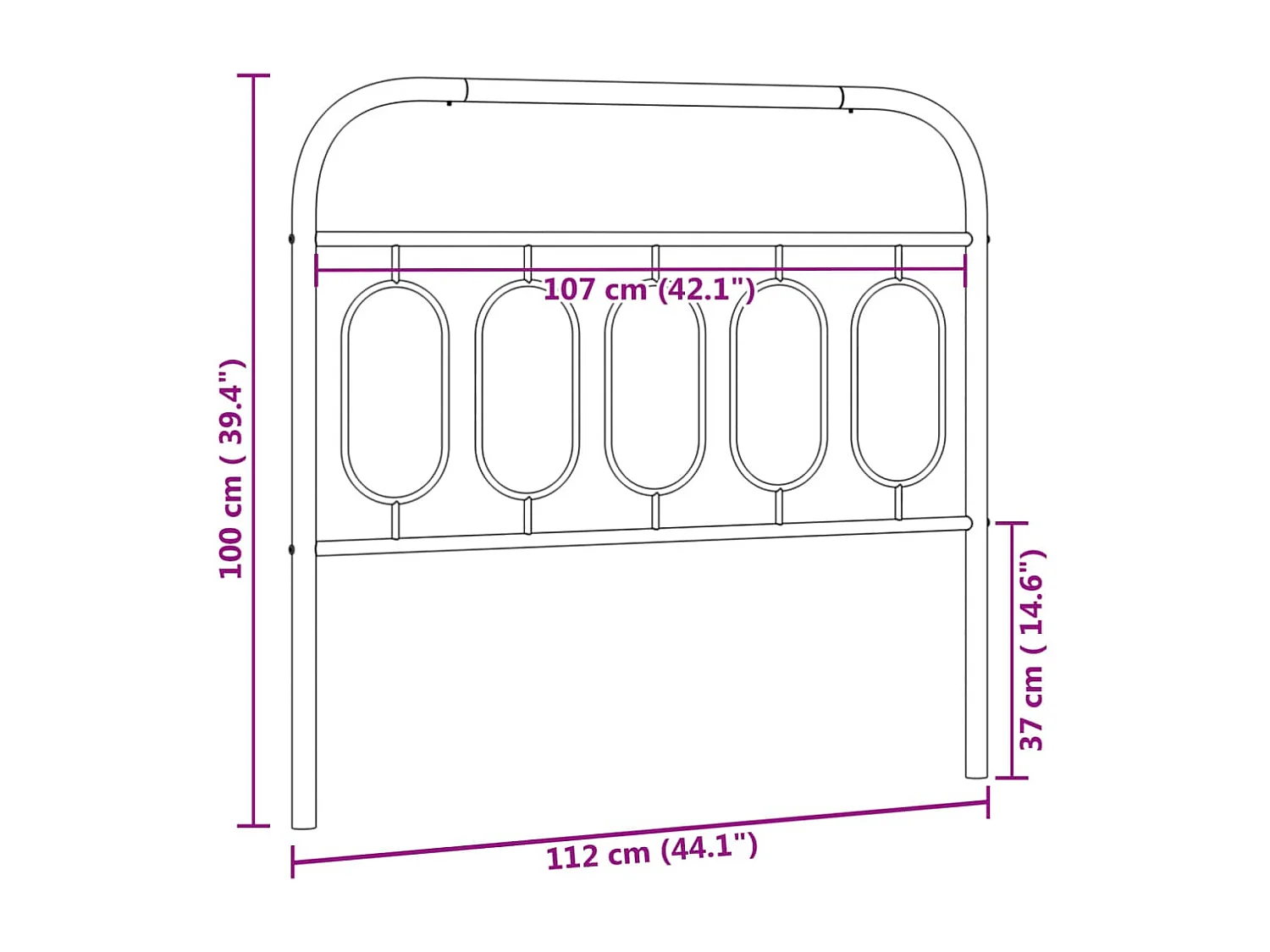 Mueble cabecero | Cabezal de cama | Cabecero de metal blanco 107 cm