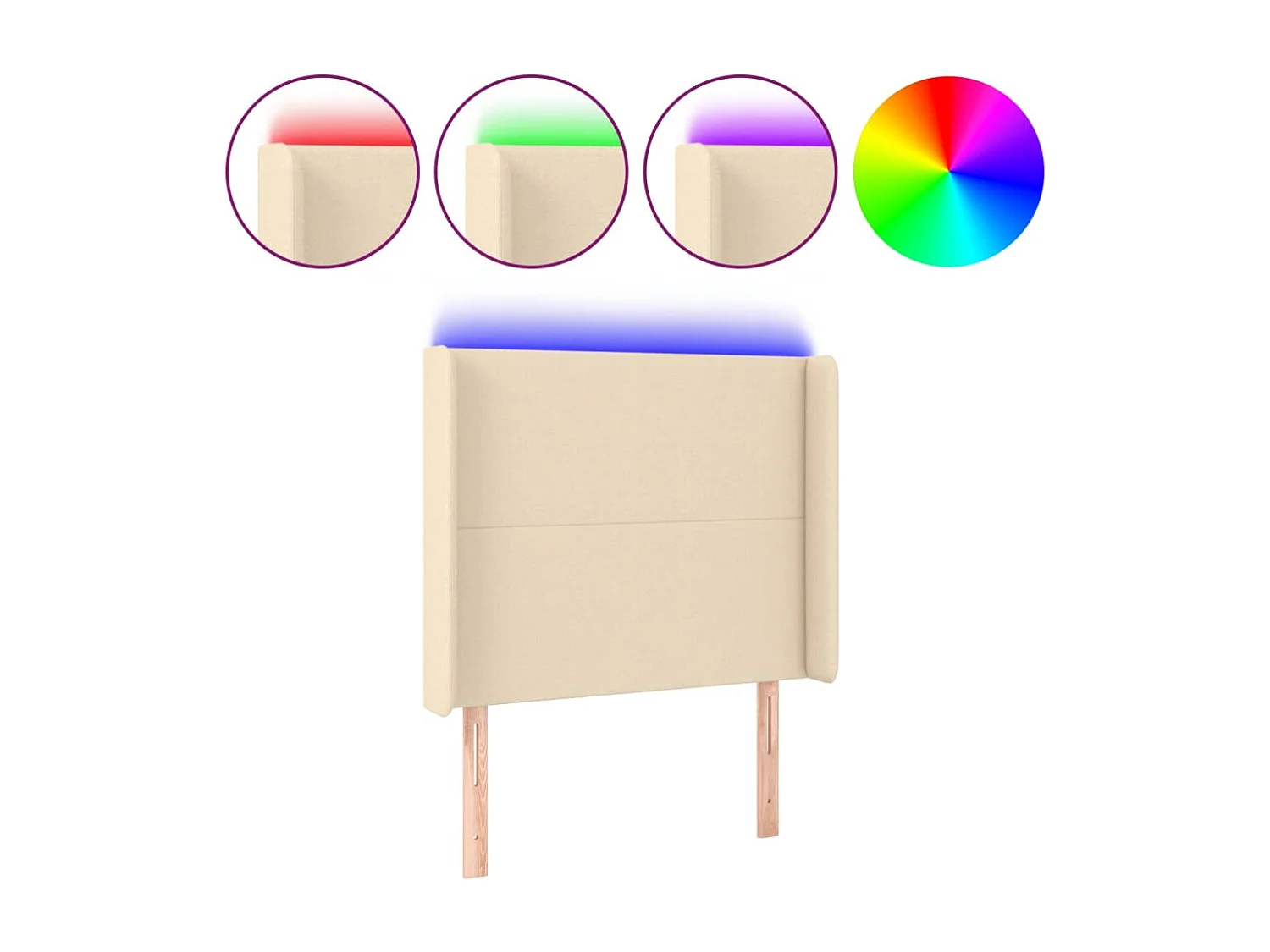 Tête de Lit | Panneau de tête pour lit Moderne à LED Crème 83x16x118/128 cm Tissu