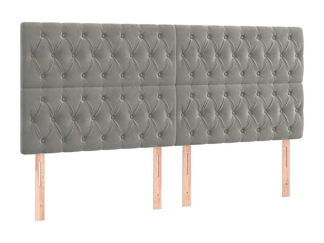 Hoofdbord | Hoofdeinde LED 200x7x118/128 cm fluweel lichtgrijs