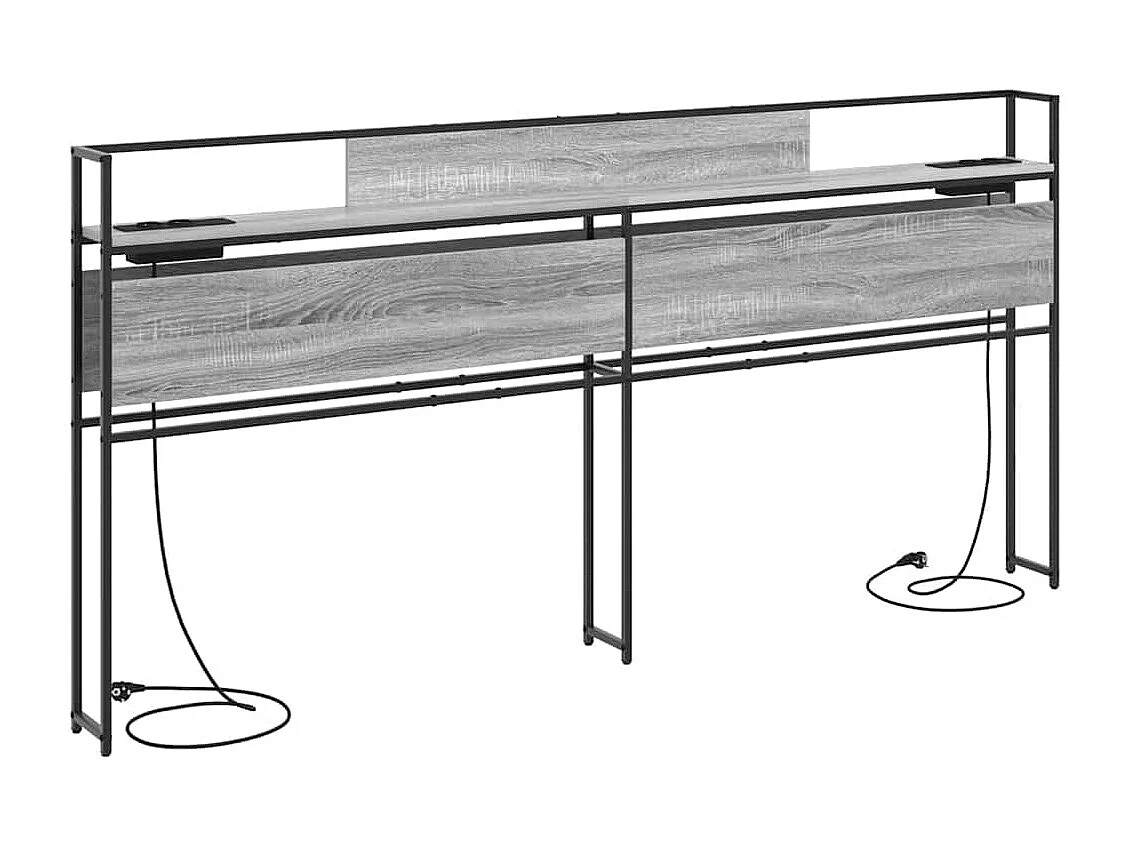 Mueble cabecero con almacenamiento | Cabecera de almacenamiento con estante Gris sonoma 200 cm