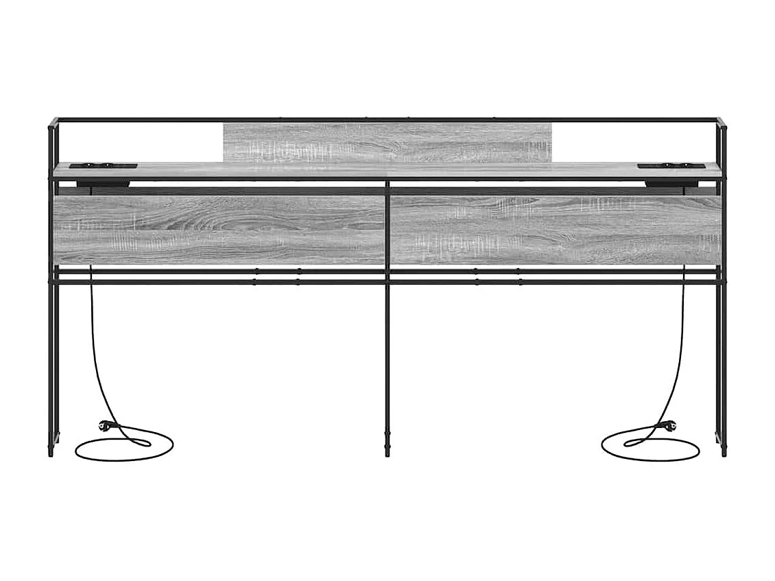 Mueble cabecero con almacenamiento | Cabecera de almacenamiento con estante Gris sonoma 200 cm