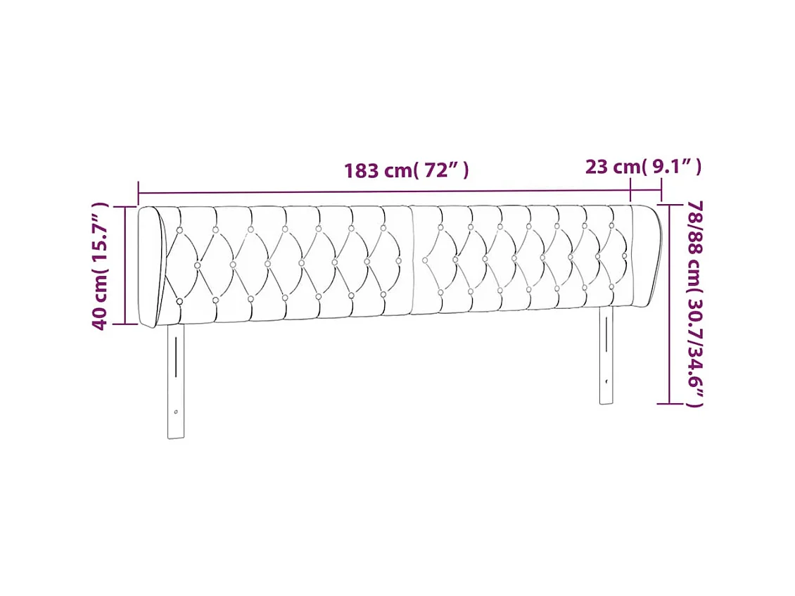 Mueble cabecero | Cabezal de cama | Cabecero de terciopelo rosa 183x23x78/88 cm