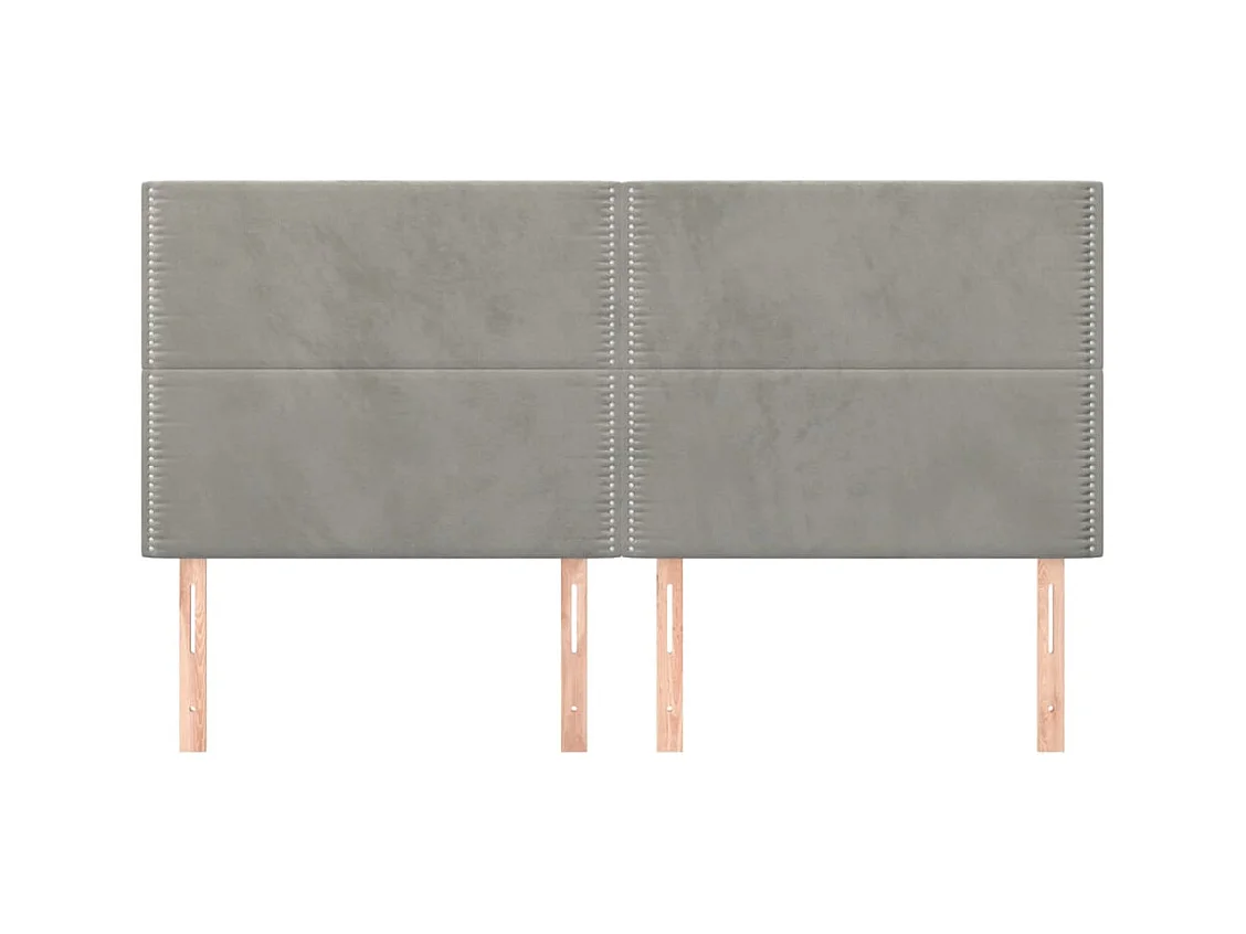 Cabeceros | Cabezal de cama | Mueble de cabecero 4 unidades de terciopelo gris claro 100x5x78/88 cm