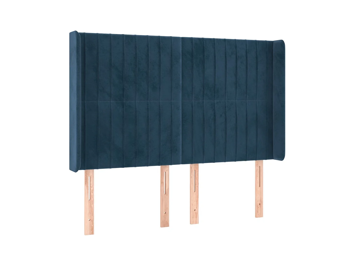 Cabecero | Cabezal de Cama | Mueble cabecero con orejas de terciopelo azul oscuro 147x16x118/128 cm