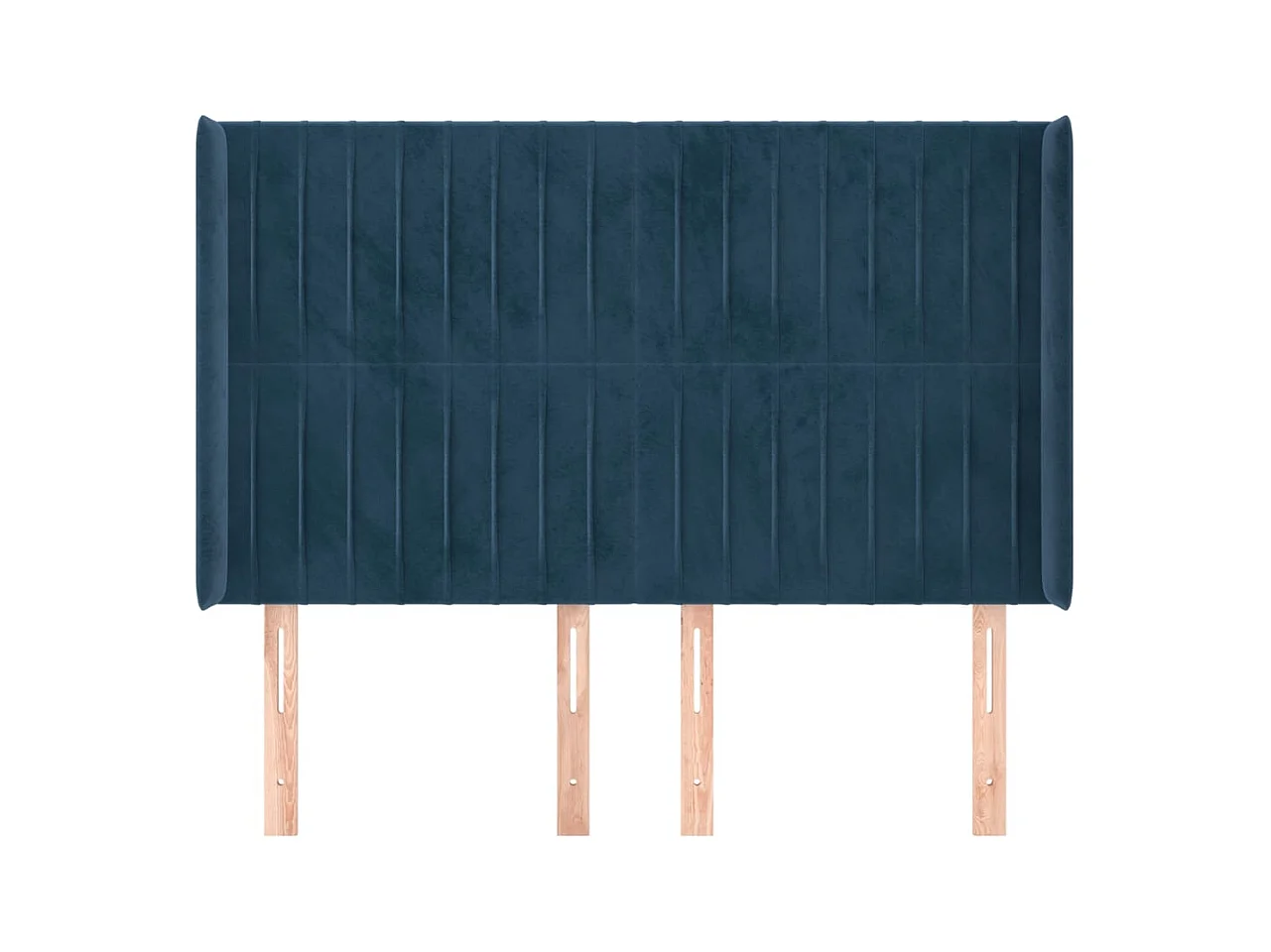 Cabecero | Cabezal de Cama | Mueble cabecero con orejas de terciopelo azul oscuro 147x16x118/128 cm