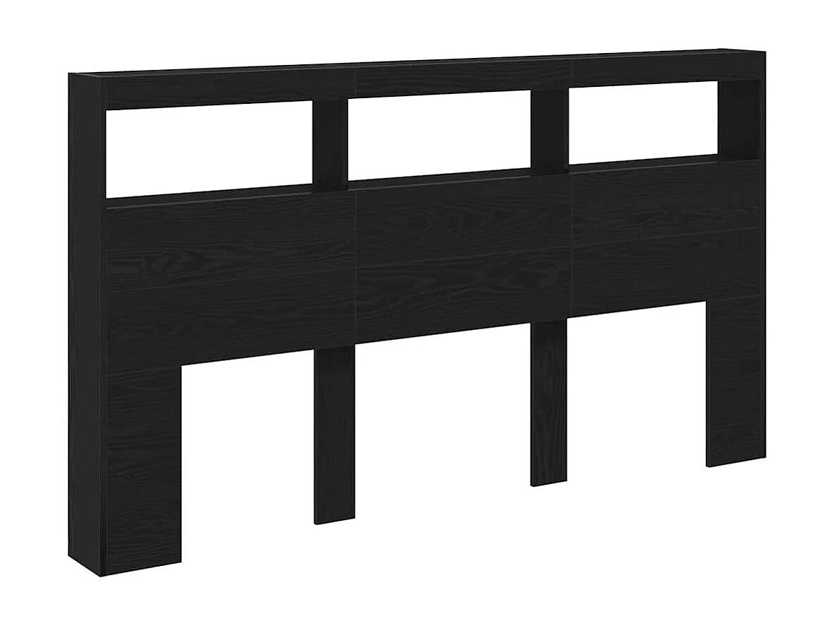 Cabecero de Cama | Cabezal de cama | Mueble de cabecero con LED roble negro 180x17x102 cm