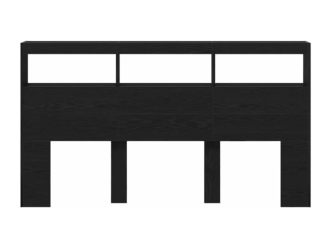 Cabecero de Cama | Cabezal de cama | Mueble de cabecero con LED roble negro 180x17x102 cm