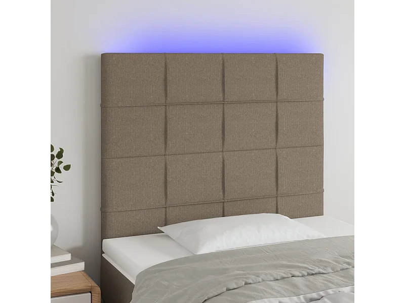Tête de Lit | Panneau de tête pour lit Moderne à LED Taupe 80x5x118/128 cm Tissu