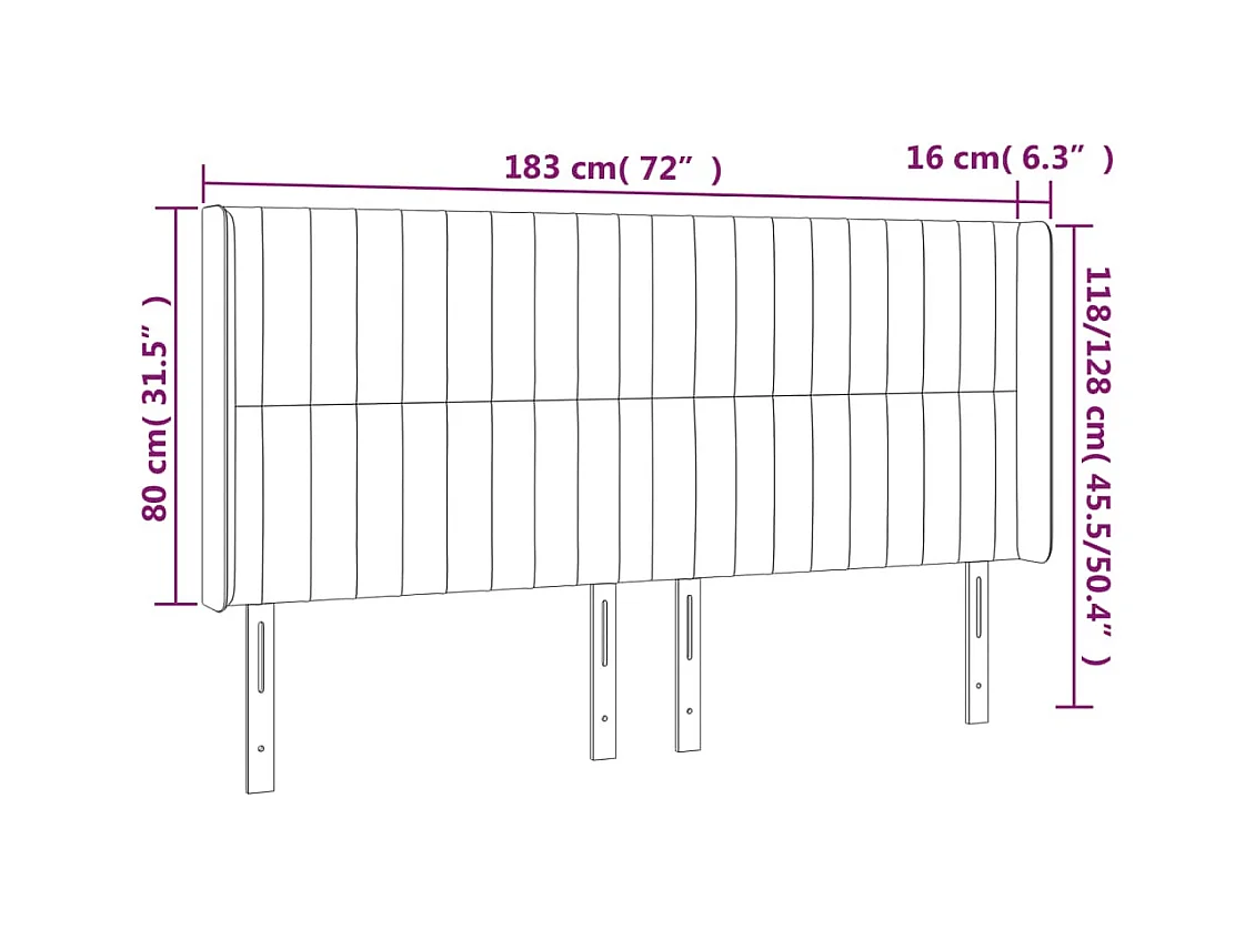 Mueble cabecero | Cabezal de cama | Cabecero con LED de tela azul 183x16x118/128 cm