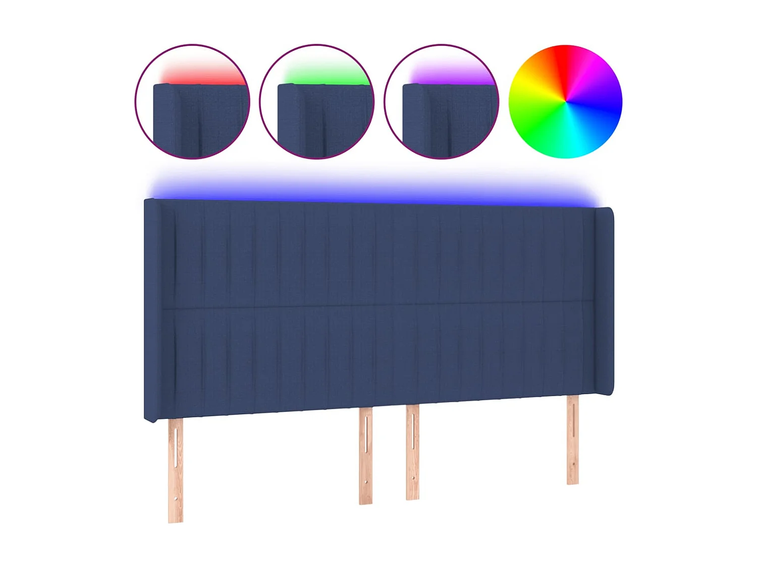 Hoofdbord | Hoofdeinde LED 183x16x118/128 cm stof blauw