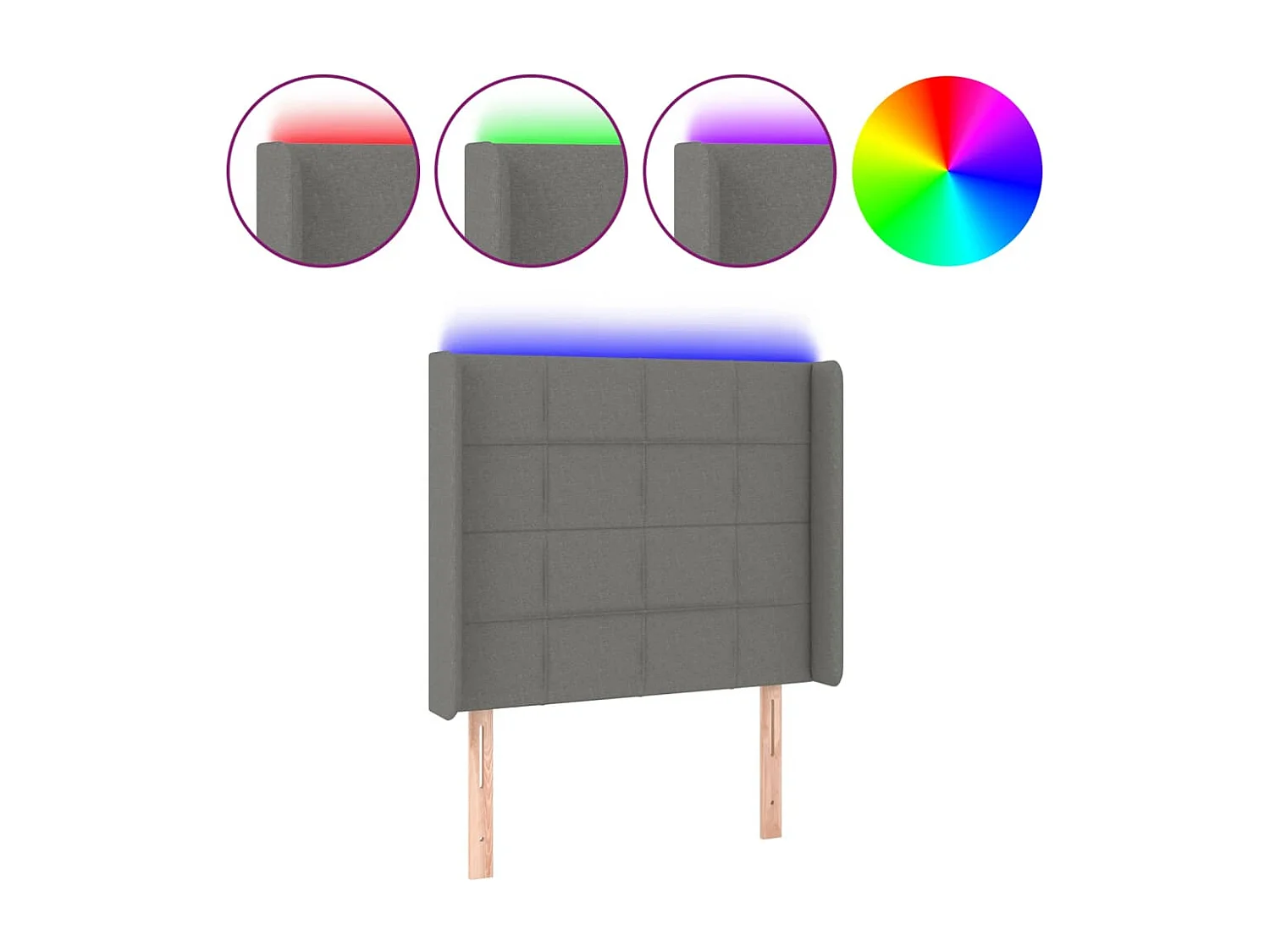 Hoofdbord | Hoofdeinde LED 93x16x118/128 cm stof donkergrijs