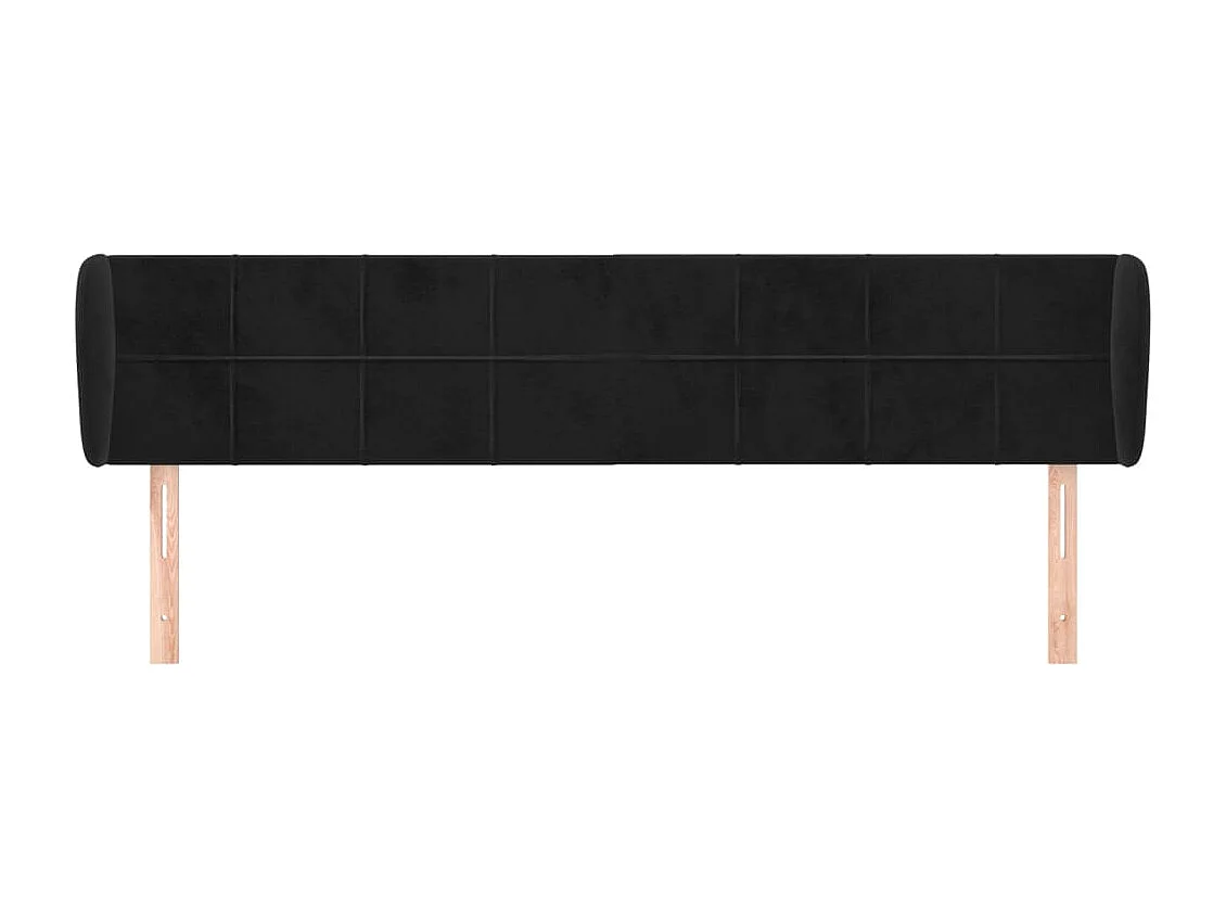Mueble cabecero | Cabezal de cama | Cabecero de terciopelo negro 203x23x78/88 cm