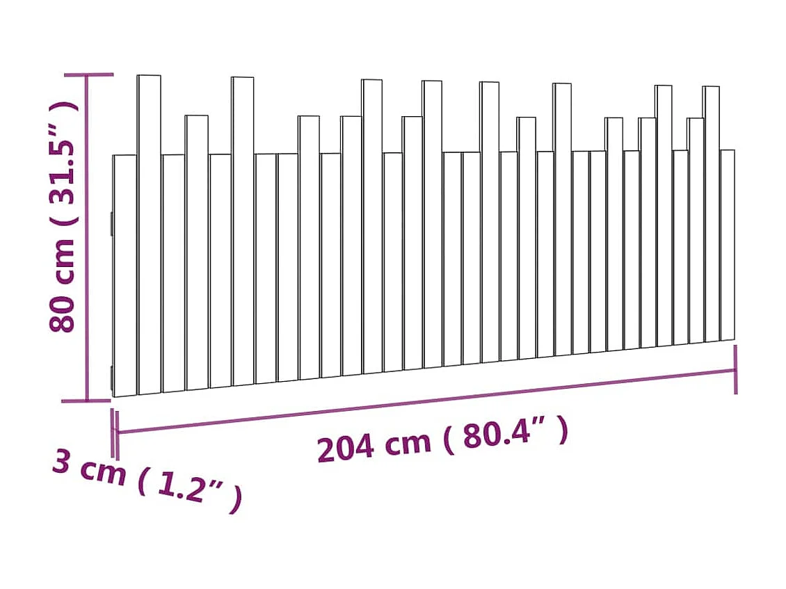 Tête de lit murale | Panneau de tête pour lit Moderne  Marron miel 204x3x80 cm Bois massif de pin