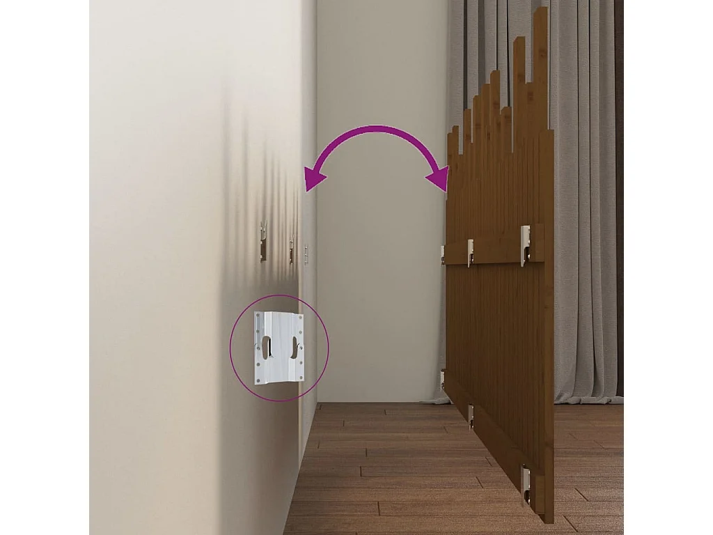 Tête de lit murale | Panneau de tête pour lit Moderne  Marron miel 204x3x80 cm Bois massif de pin