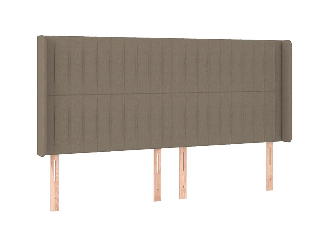 Cabecero | Cabezal de Cama | Mueble cabecero con orejas de tela gris taupe 203x16x118/128 cm