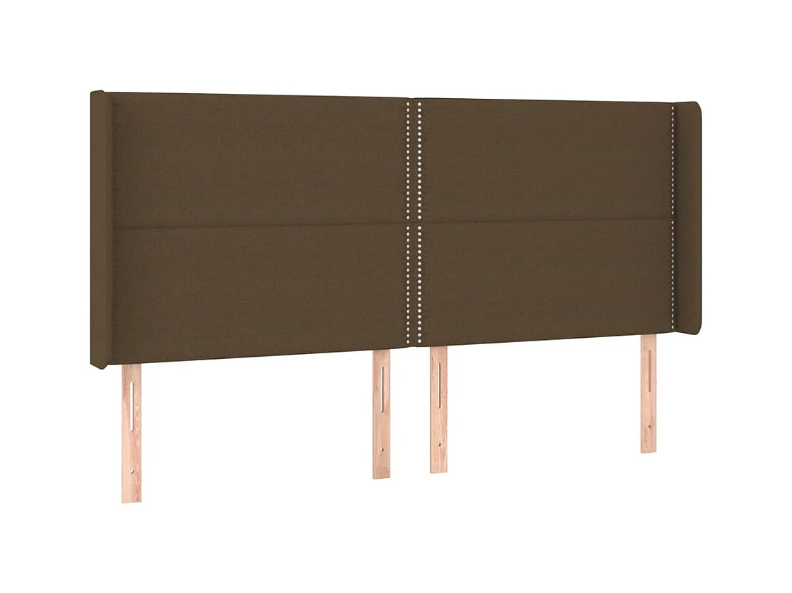 Mueble cabecero | Cabezal de cama | Cabecero con LED de tela marrón oscuro 183x16x118/128 cm