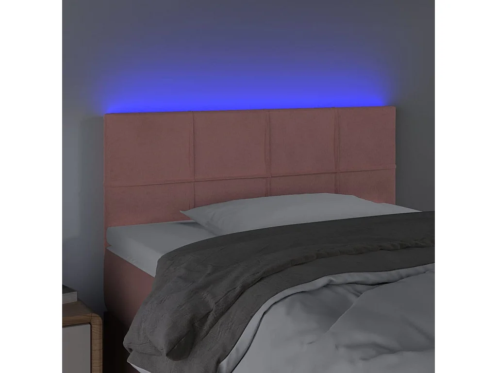 Hoofdbord | Hoofdeinde LED 90x5x78/88 cm fluweel roze