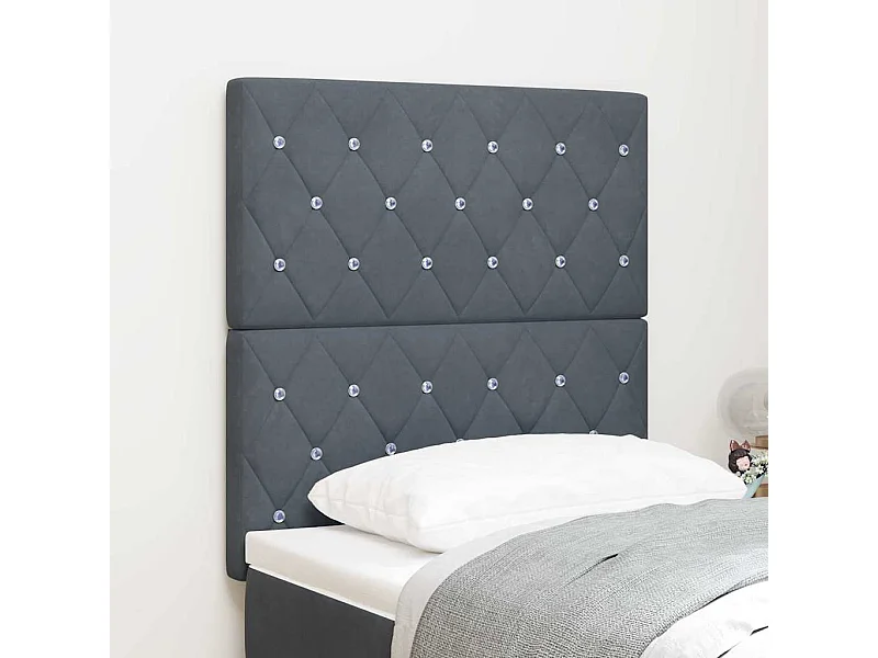 Tête de Lit | Panneau de tête pour lit Moderne LED Argyle Manuel Gris foncé 80 cm Velours