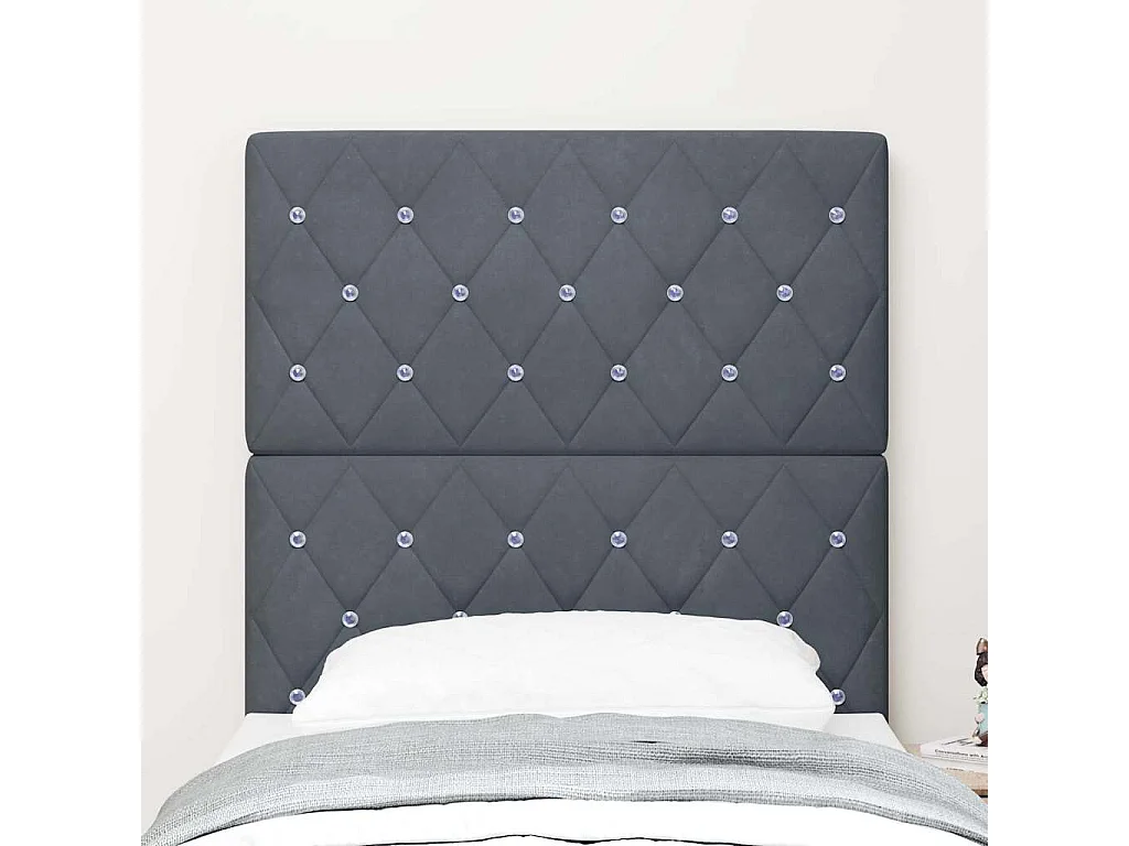 Tête de Lit | Panneau de tête pour lit Moderne LED Argyle Manuel Gris foncé 80 cm Velours