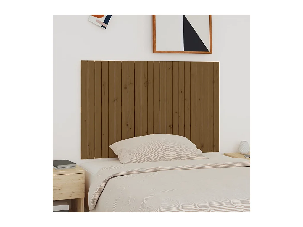 Cabecero cama | Cabezal de cama | Mueble de cabecero pared madera maciza pino marrón miel 140x3x90 cm