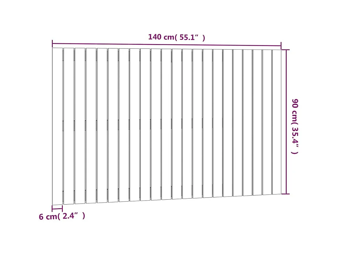 Cabecero cama | Cabezal de cama | Mueble de cabecero pared madera maciza pino marrón miel 140x3x90 cm