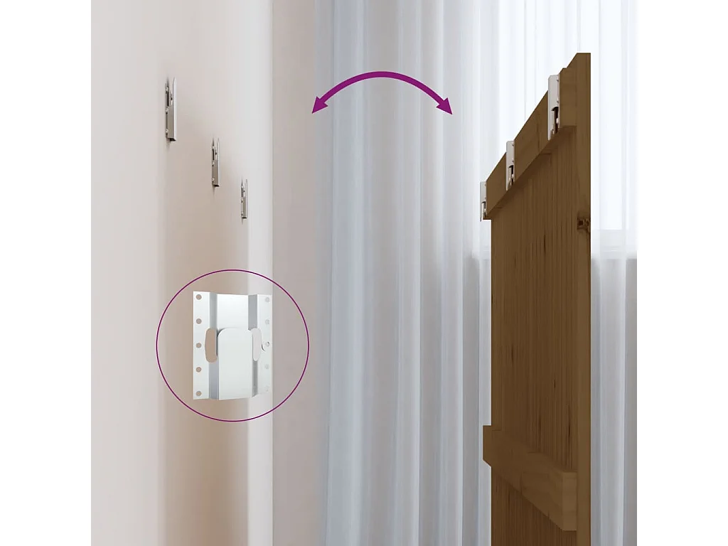 Cabecero cama | Cabezal de cama | Mueble de cabecero pared madera maciza pino marrón miel 140x3x90 cm