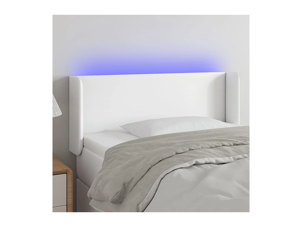 Tête de Lit | Panneau de tête pour lit Moderne à LED Blanc 93x16x78/88 cm Similicuir