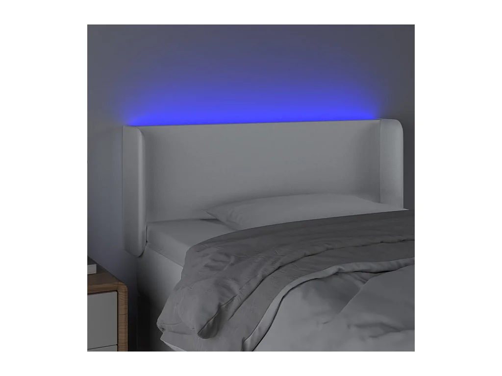 Tête de Lit | Panneau de tête pour lit Moderne à LED Blanc 93x16x78/88 cm Similicuir