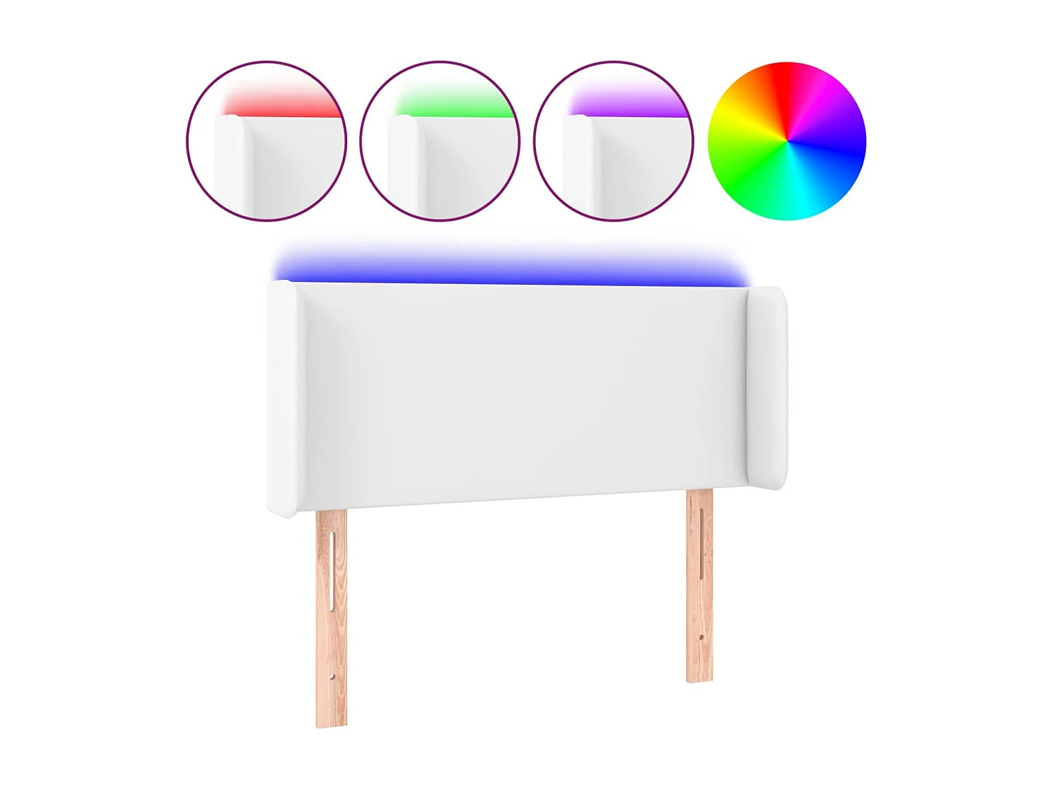 Hoofdbord | Hoofdeinde LED 93x16x78/88 cm kunstleer wit
