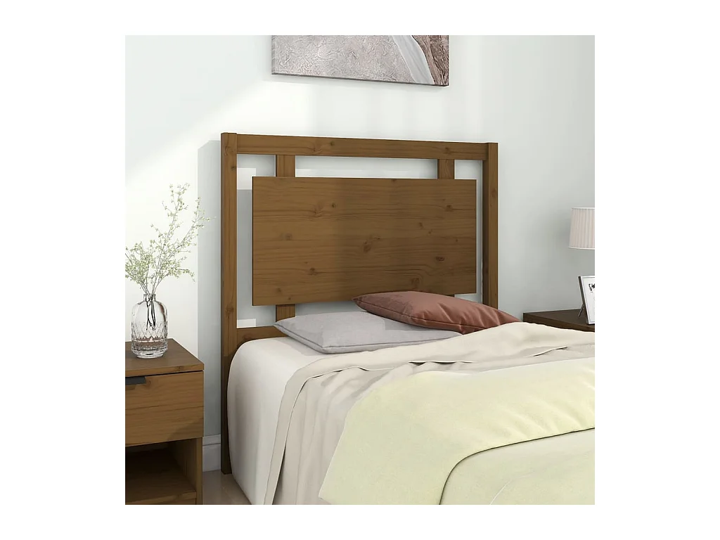 Cabecero de Cama | Cabezal de cama | Mueble de cabecero madera maciza pino marrón miel 95,5x4x100 cm
