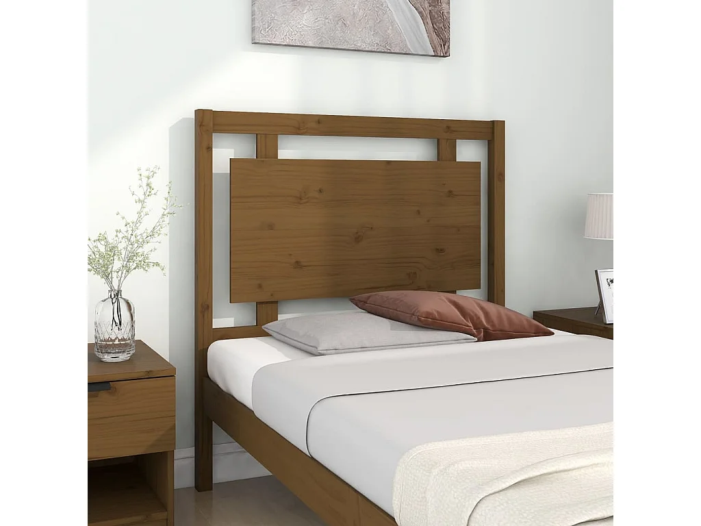 Cabecero de Cama | Cabezal de cama | Mueble de cabecero madera maciza pino marrón miel 95,5x4x100 cm