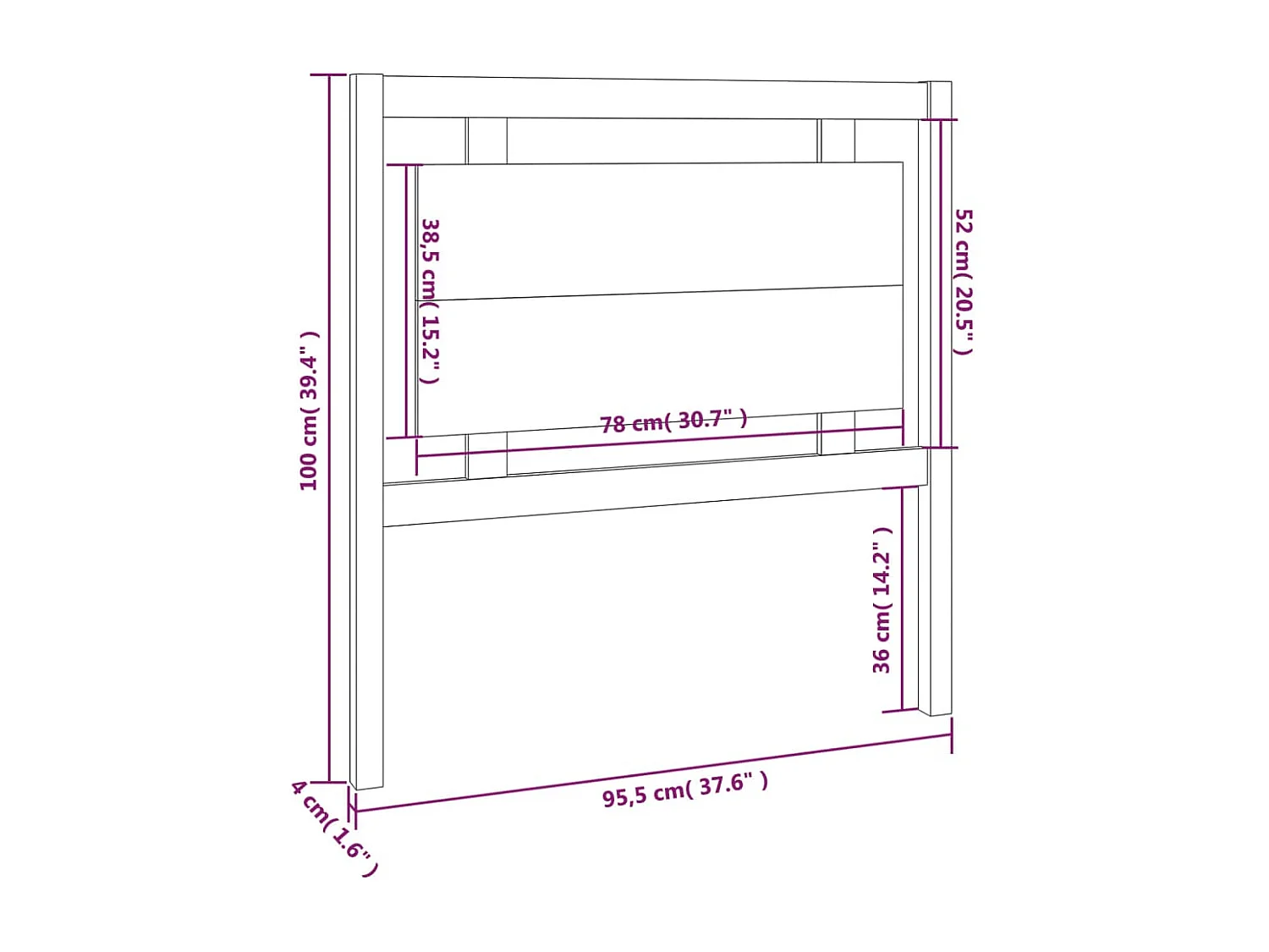 Cabecero de Cama | Cabezal de cama | Mueble de cabecero madera maciza pino marrón miel 95,5x4x100 cm