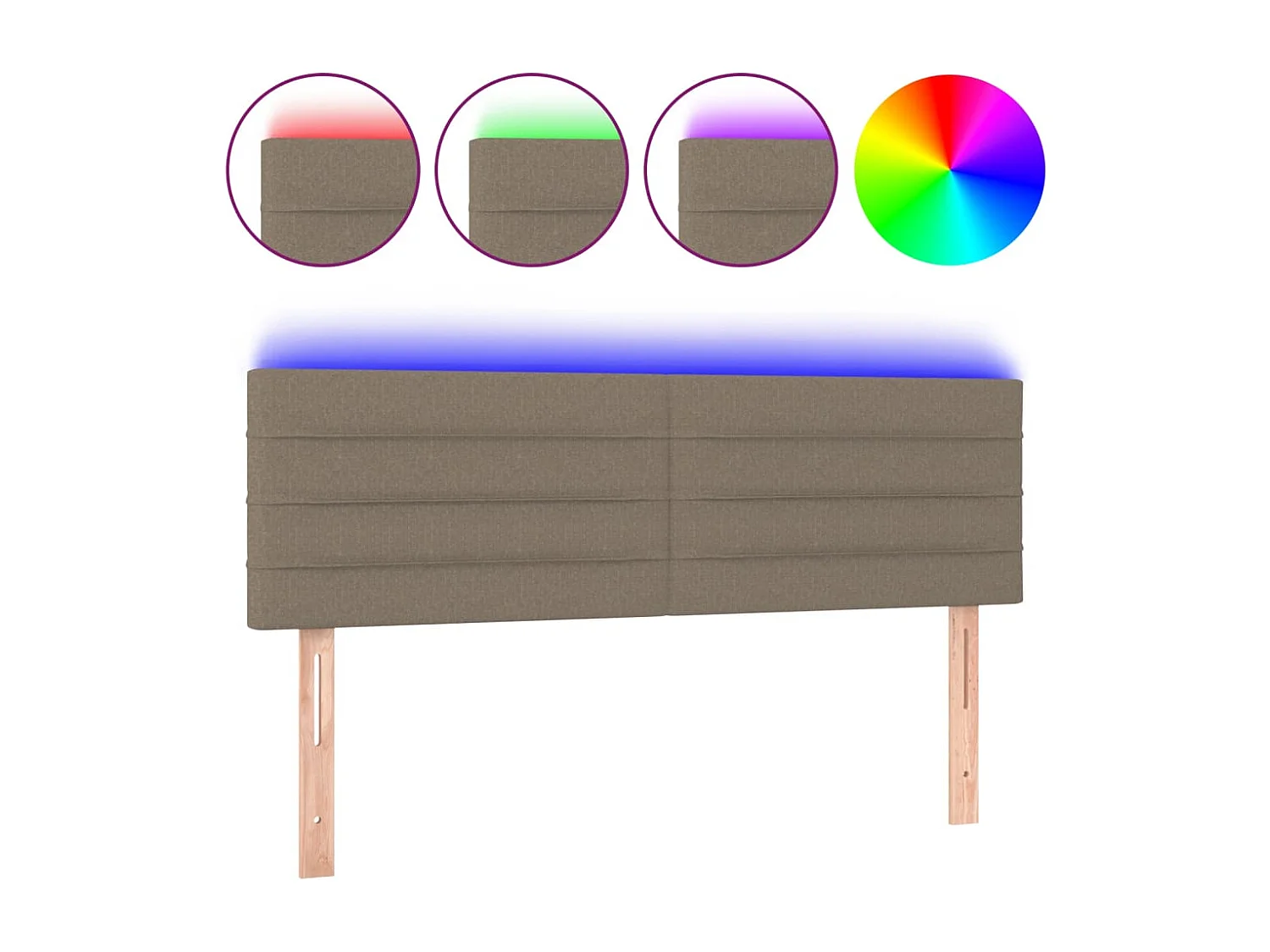 Mueble cabecero | Cabezal de cama | Cabecero con LED de tela gris taupe 144x5x78/88 cm