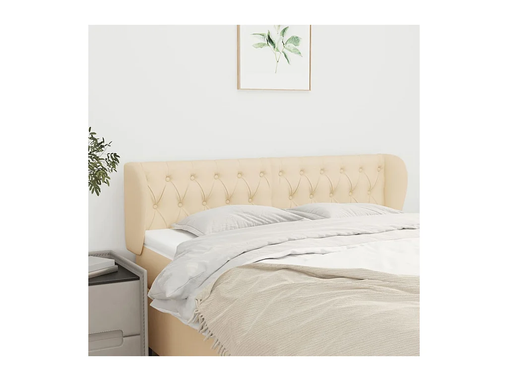 Mueble cabecero | Cabezal de cama | Cabecero de tela color crema 147x23x78/88 cm