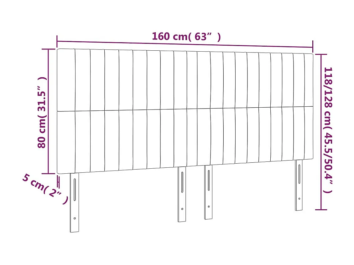 Hoofdbord | Hoofdeinde LED 160x5x118/128 cm fluweel zwart