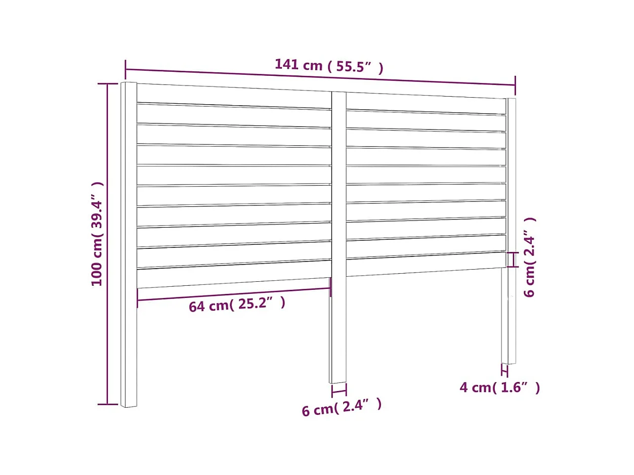 Cabecero de Cama | Cabezal de cama | Mueble de cabecero madera maciza de pino blanco 141x4x100 cm