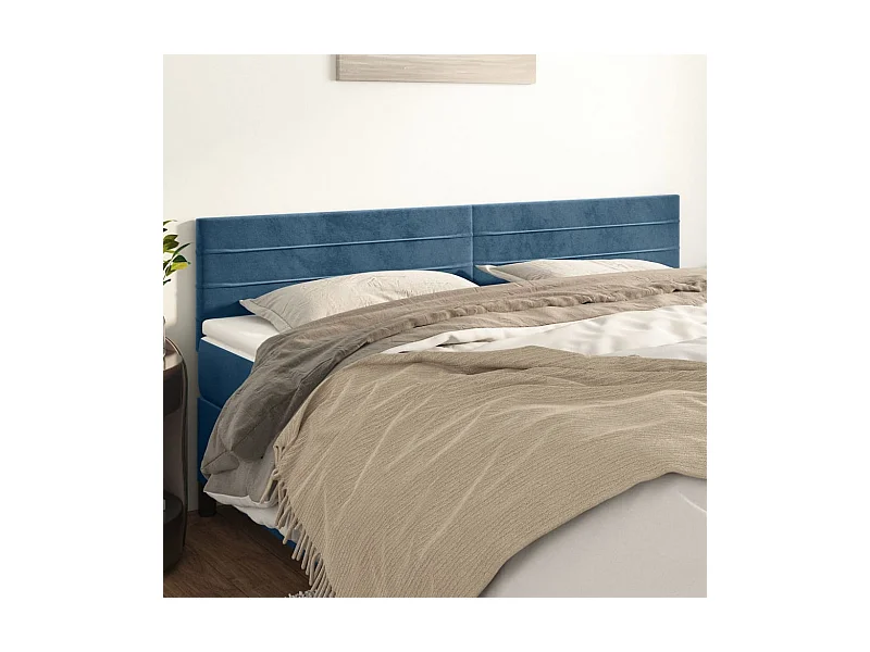 Têtes de lit | Panneaux de tête pour lit Moderne 2 pcs Bleu foncé 90x5x78/88 cm Velours